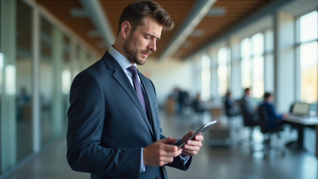 Finanzcontroller überprüft automatisierte Berichte auf Tablet in modernem Büro