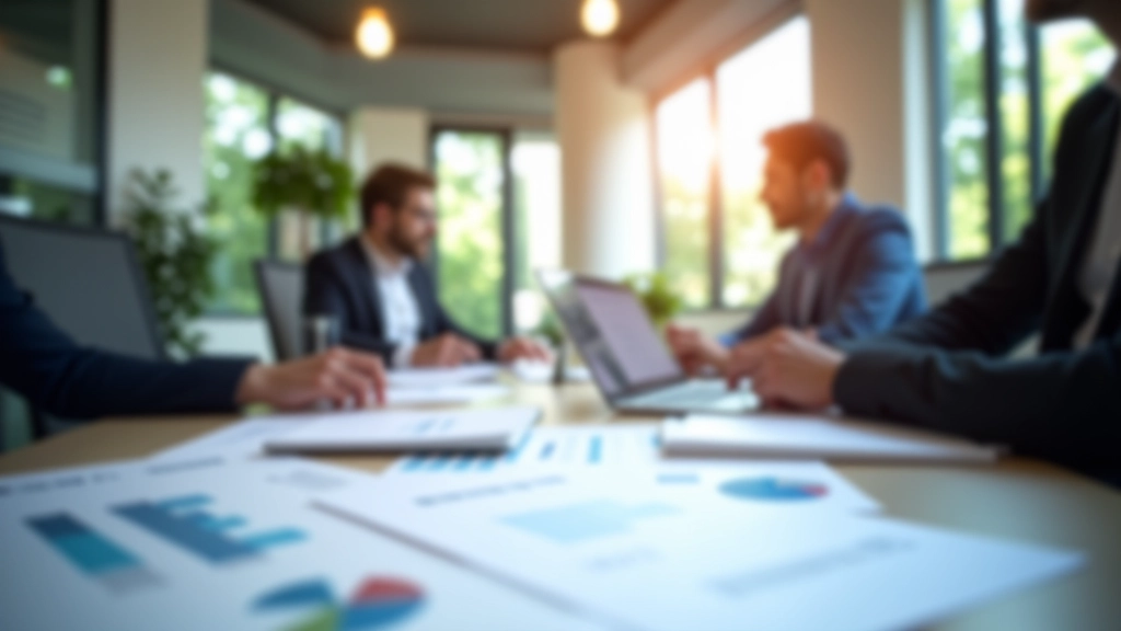 Modernes Büro mit Finanzanalyse und Kapitalmanagement-Dokumenten